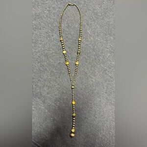 Pearl lariat with bumblebee jasper